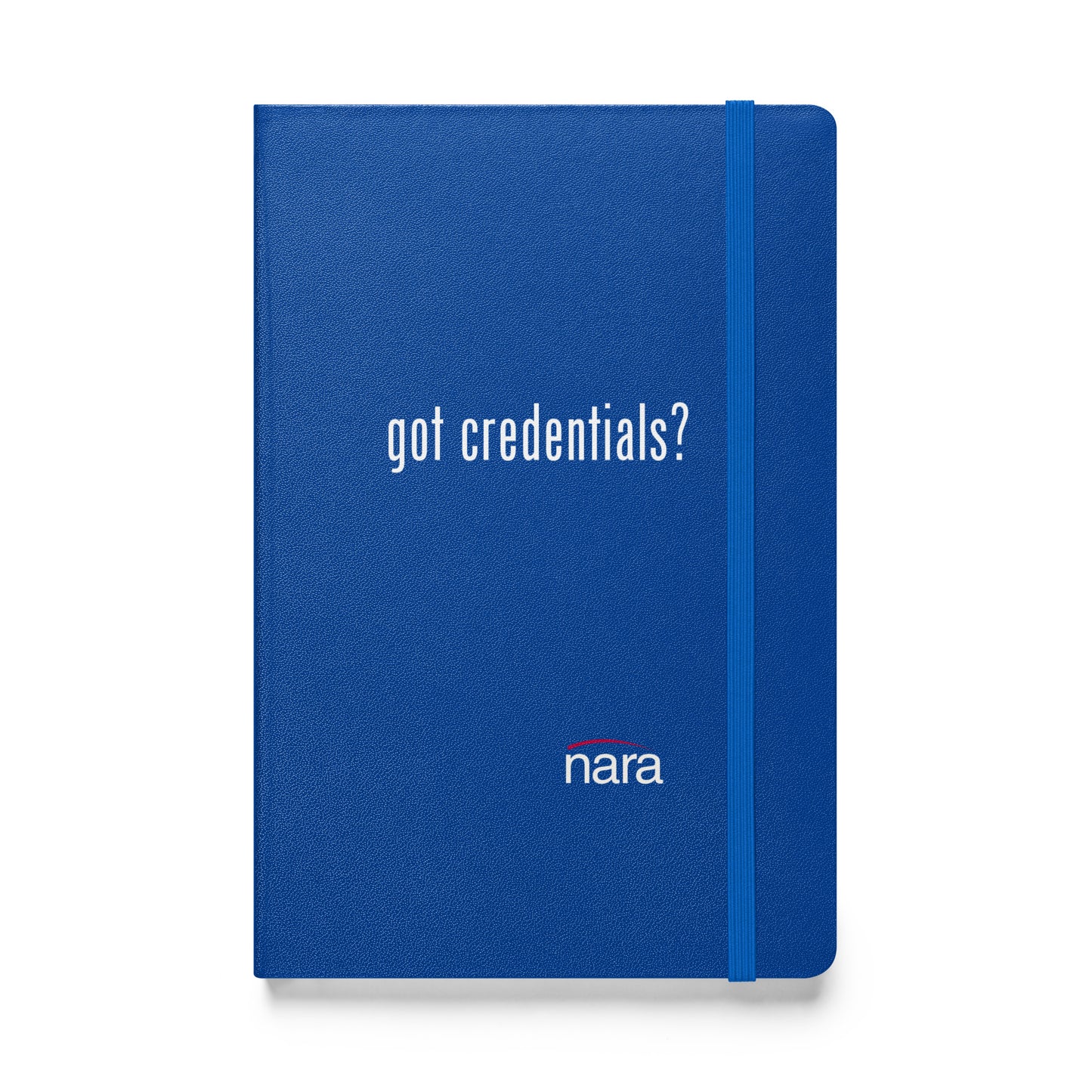 Code Keeper Hardcover bound notebook -  white text - got credentials?