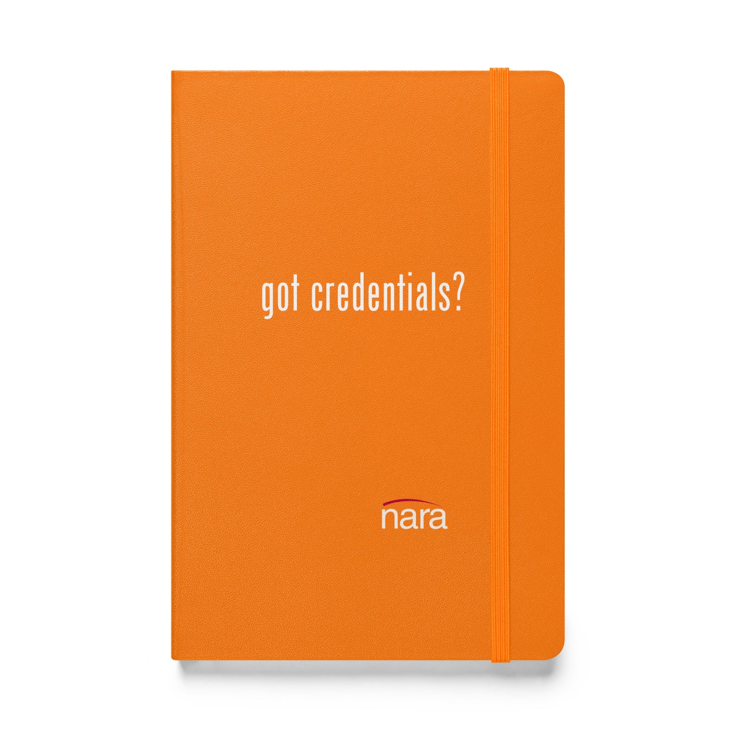 Code Keeper Hardcover bound notebook -  white text - got credentials?