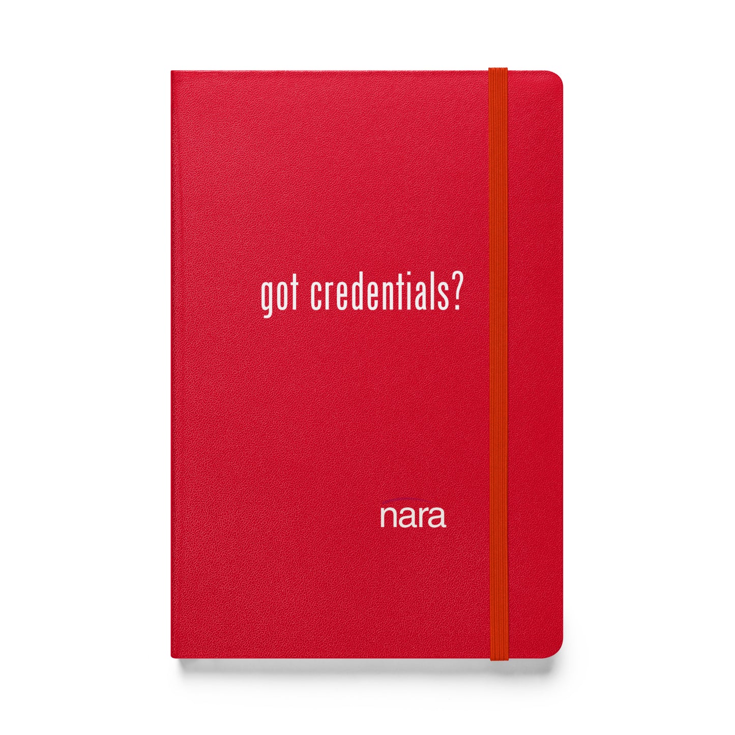 Code Keeper Hardcover bound notebook -  white text - got credentials?