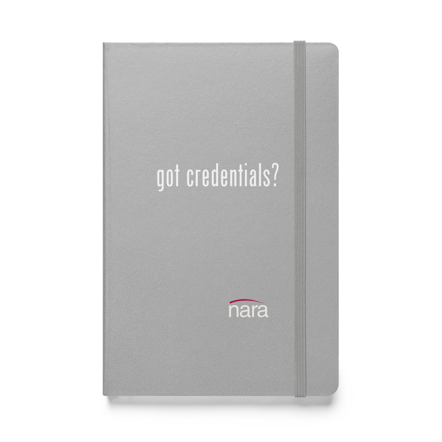 Code Keeper Hardcover bound notebook -  white text - got credentials?